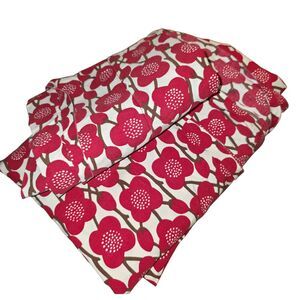 POTTERY BARN Vintage 2008 Twin Sz All Over Red White Flowers Willows Flat Sheet